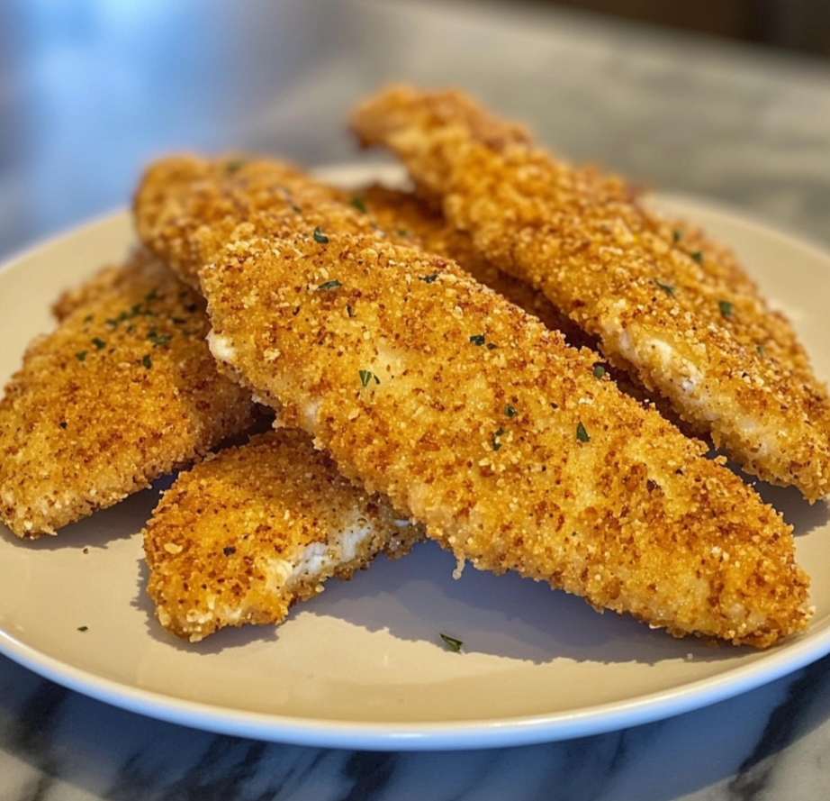 Crispy golden chicken fingers served with dipping sauces.