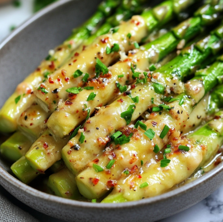 Fresh white and green asparagus served with butter and lemon.